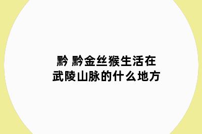 黔 黔金丝猴生活在武陵山脉的什么地方